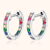Rainbow Hoop Earrings - Sofia-Silver-State of Style