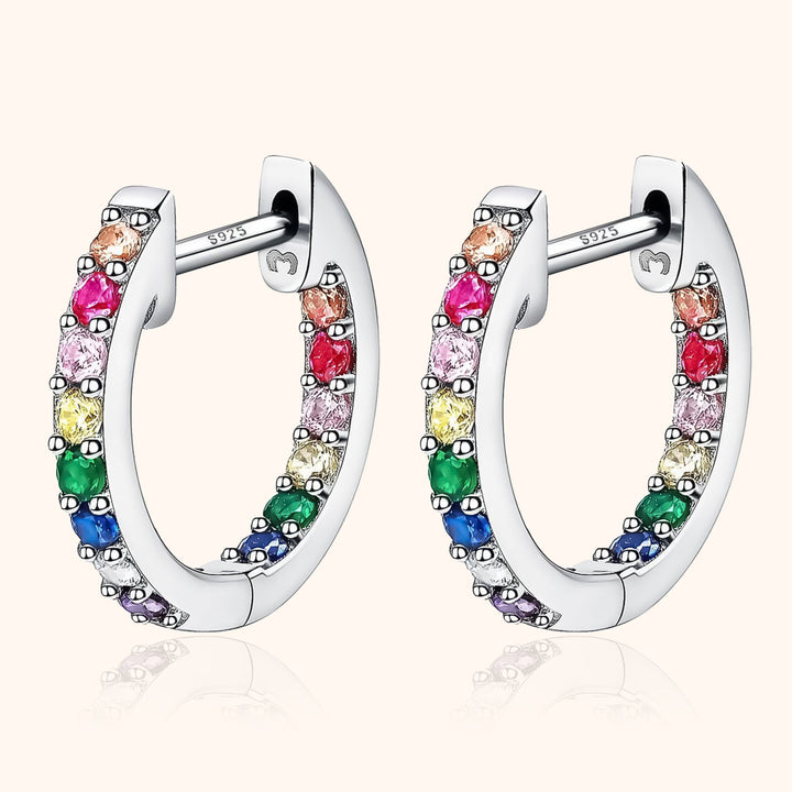 Rainbow Hoop Earrings - Sofia-Silver-State of Style