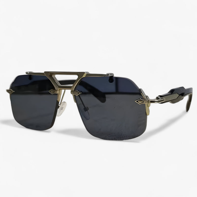 Randless oversized sunglasses with metal accents – Vexor-Silver Grey-State of Style