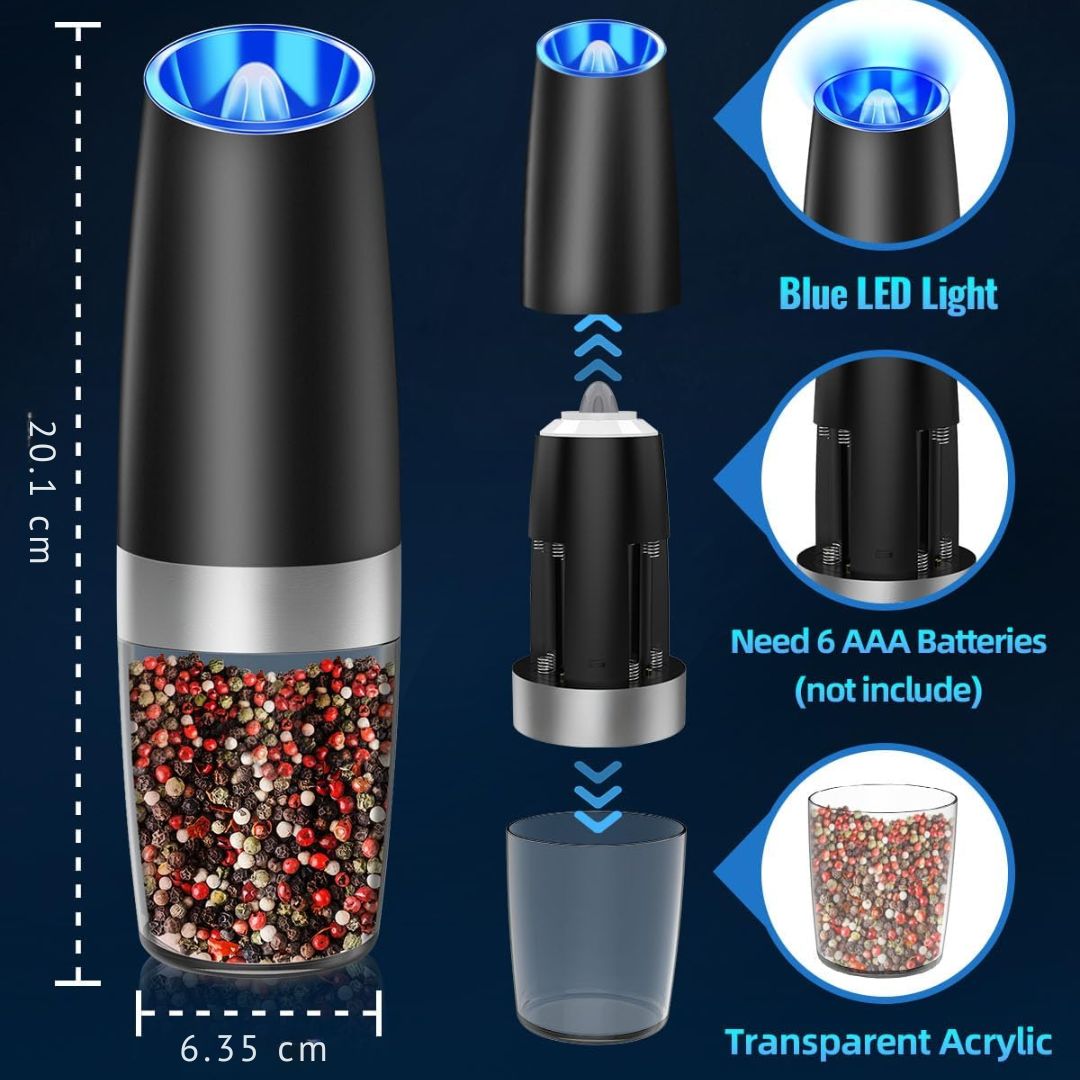 Rechargeable Electric Pepper and Salt Mill Set - GrindMaster Duo-Black-State of Style