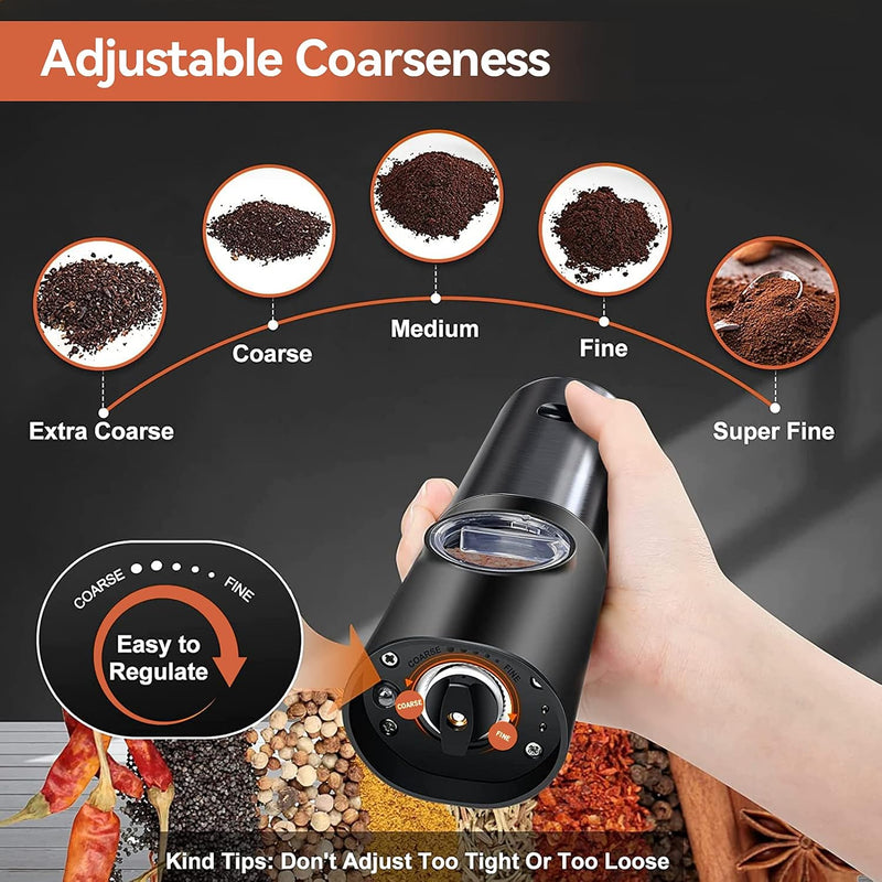 Rechargeable Electric Salt and Pepper Mill Set-Black-State of Style