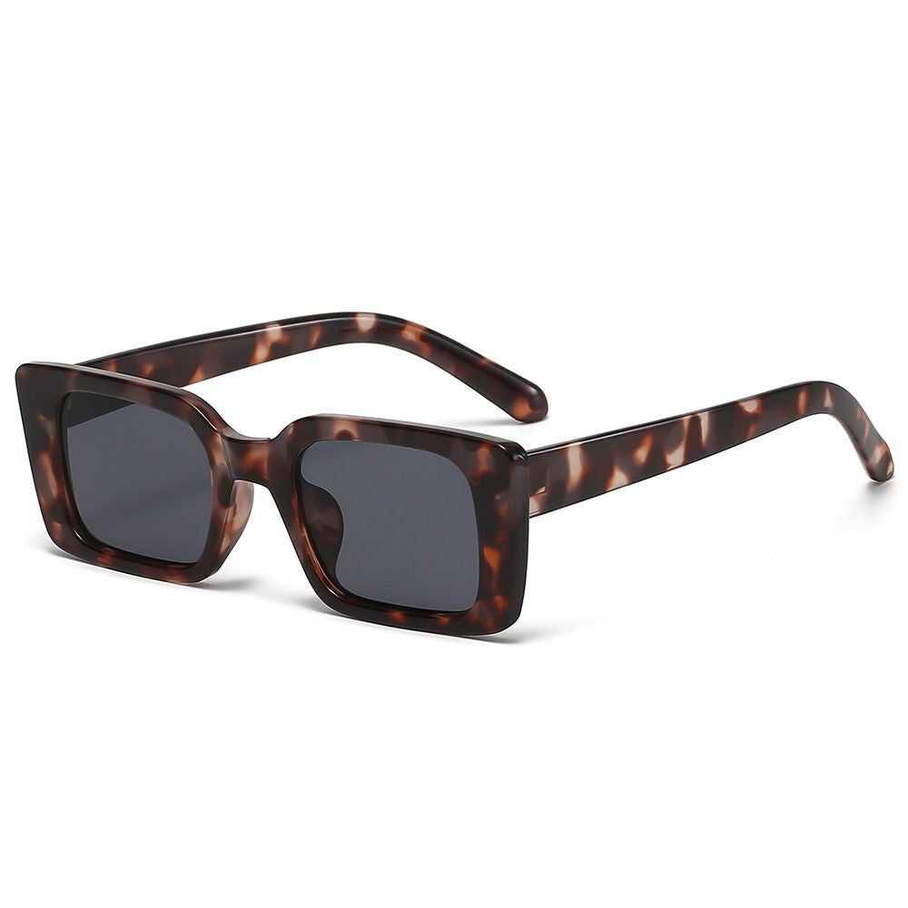 Rectangular Retro Sunglasses – Bold & Stylish UV Protection-BLACK LEOPARD GRAY-State of Style