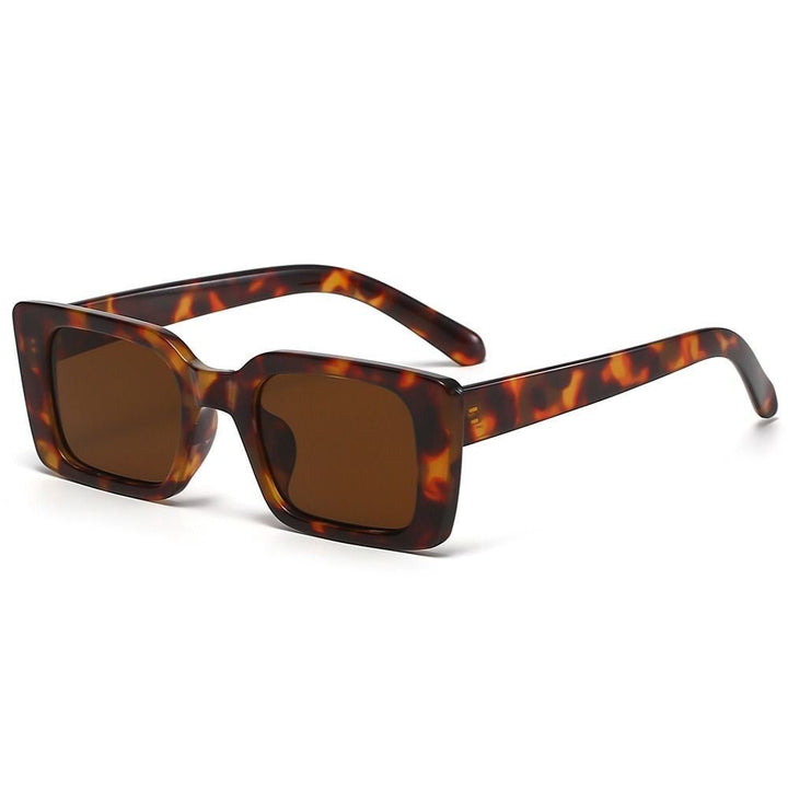 Rectangular Retro Sunglasses – Bold & Stylish UV Protection-DARK LEOPARD TEA-State of Style