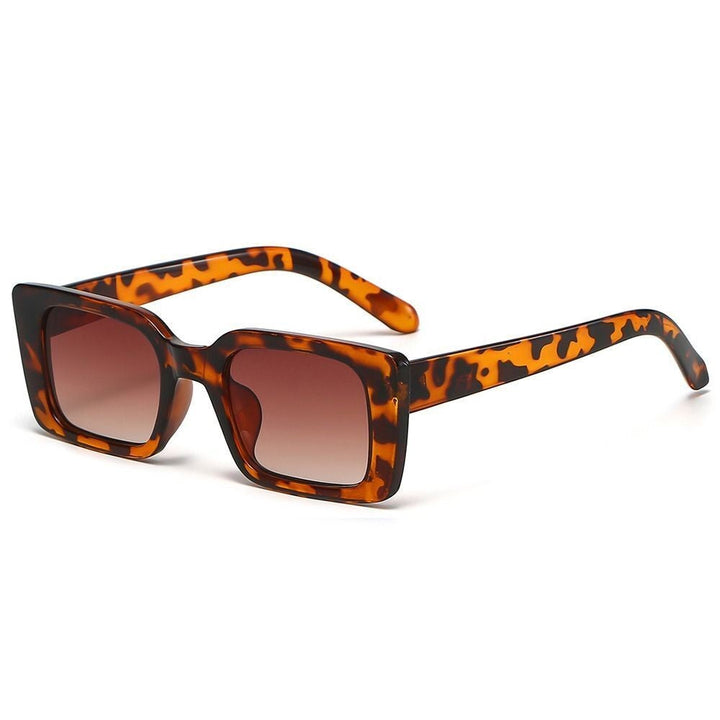 Rectangular Retro Sunglasses – Bold & Stylish UV Protection-LEOPARD TEA-State of Style