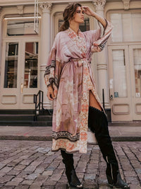Red Floral Print Kimono - Isabella-Pink-One Size-State of Style