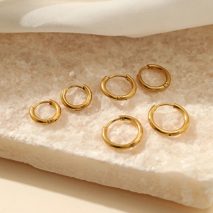 Refined Hoop Earrings - Sophia-Gold-8mm-State of Style