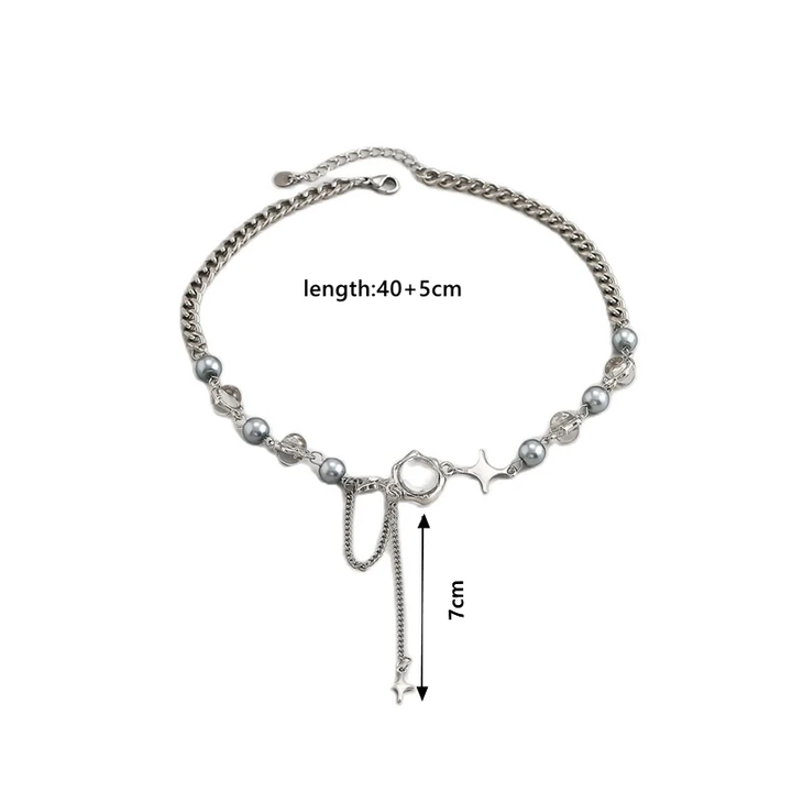 REFINED NECKLACE WITH STAR CRYSTAL CHAIN-State of Style