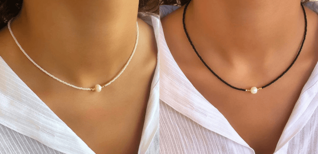 Refined Pearl Necklace (Buy 1 Get 1 Free) - Luxury Pearl-Black + white (1+1 free)-State of Style