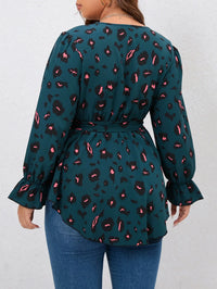 Relaxed Fit V-Neck Blouse in Plus Size-Red-L-State of Style