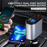 Retractable Car Fast Charger – VoltEdge-USB-C + iPhone-State of Style