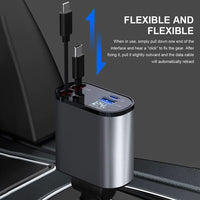 Retractable Car Fast Charger – VoltEdge-USB-C + iPhone-State of Style
