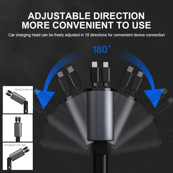 Retractable Car Fast Charger – VoltEdge-USB-C + iPhone-State of Style