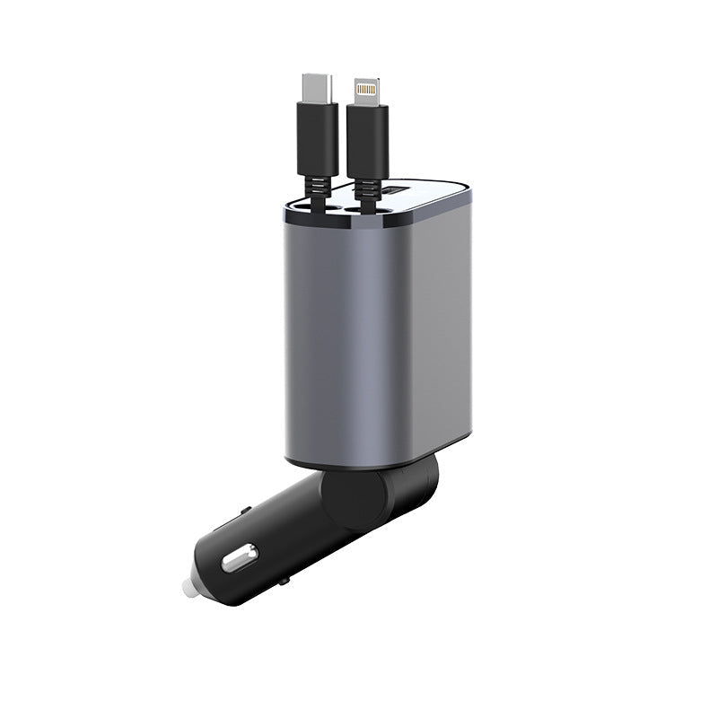 Retractable Car Fast Charger – VoltEdge-USB-C + iPhone-State of Style