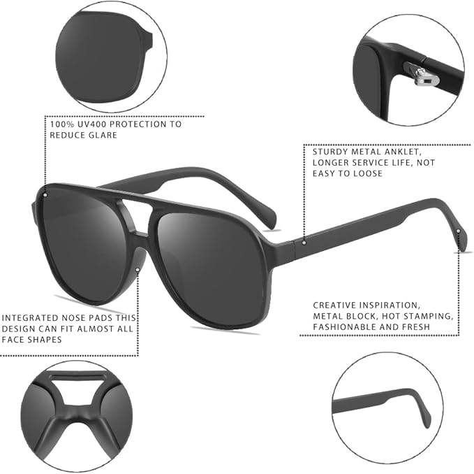 Retro Aviator Sunglasses - Indy-Black-Yellow-State of Style