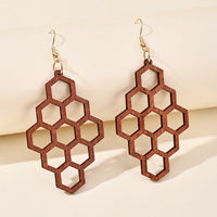 Retro Carved Wooden Earrings | Unique Handmade Jewellery-HONEYCOMB-State of Style