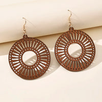Retro Carved Wooden Earrings | Unique Handmade Jewellery-WHEEL-State of Style