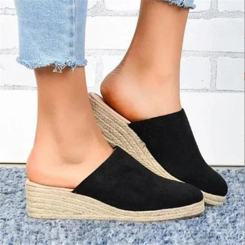 Retro Chic Wedge Sandals - Vera-Black-4.5-State of Style
