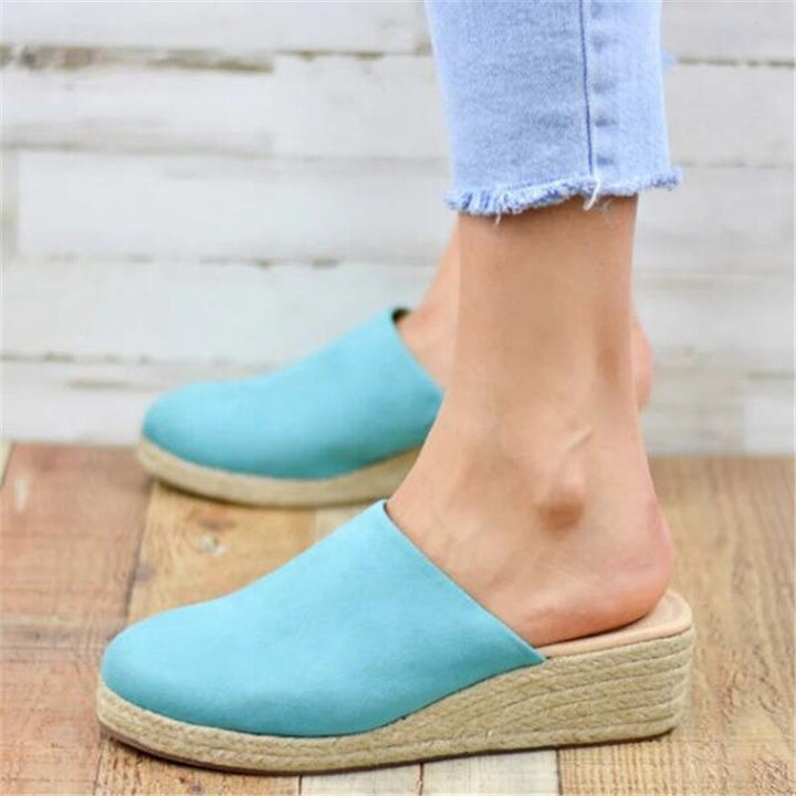 Retro Chic Wedge Sandals - Vera-Light blue-4.5-State of Style
