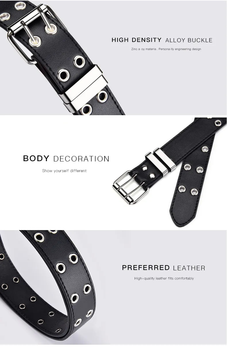 Retro Decorative Punk Belt | Genuine Leather & Adjustable-Brown-State of Style