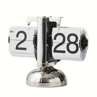 Retro Flip Clock with Steel Accent - TempoFlip-White-State of Style