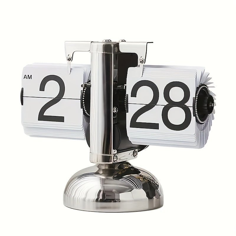 Retro Flip Clock with Steel Accent - TempoFlip-White-State of Style