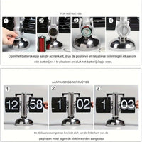 Retro Flip Clock with Steel Accent - TempoFlip-White-State of Style