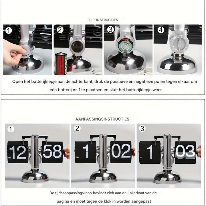 Retro Flip Clock with Steel Accent - TempoFlip-White-State of Style