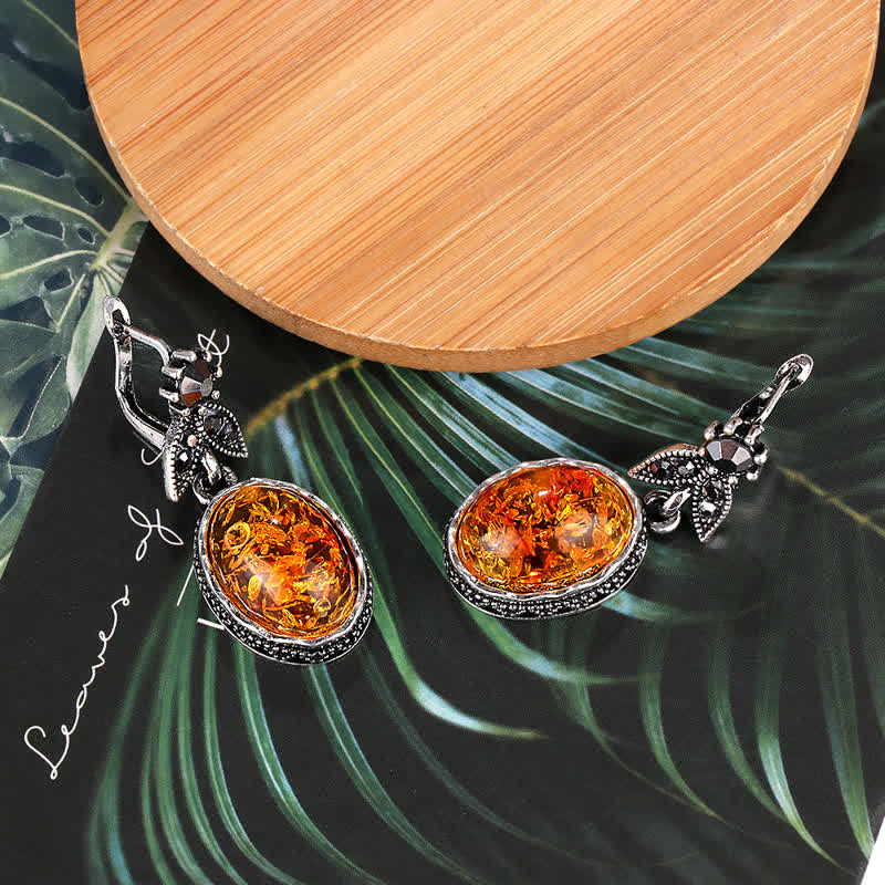 Retro Flower Earrings with Amber – Nora-State of Style