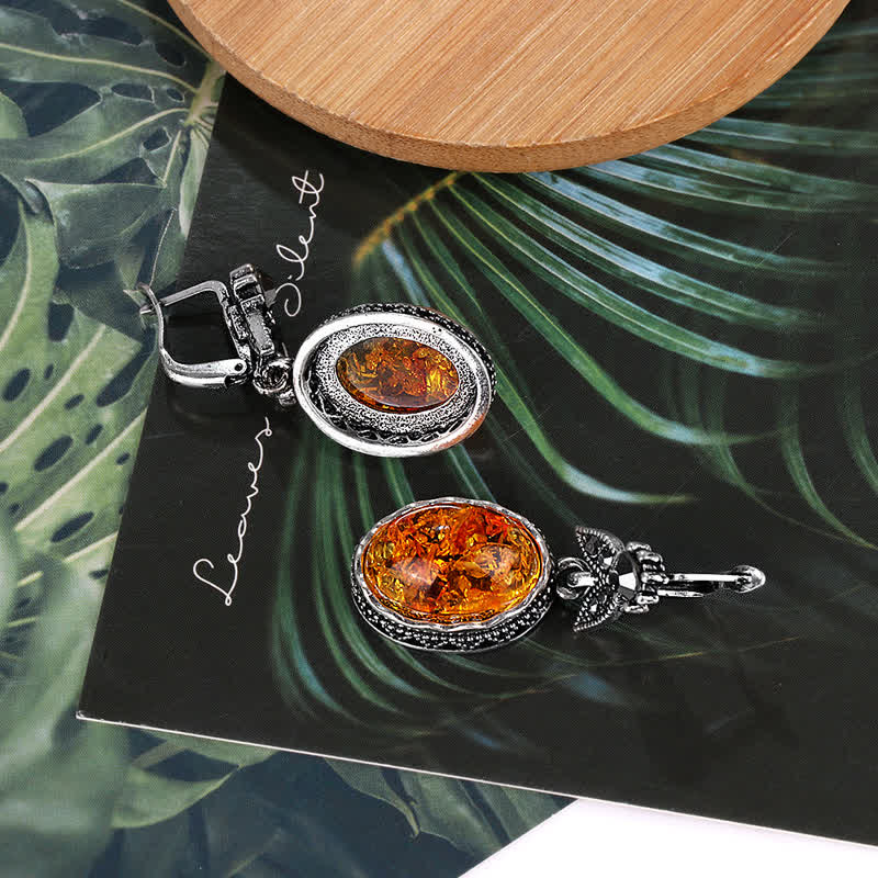 Retro Flower Earrings with Amber – Nora-State of Style