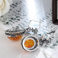 Retro Flower Earrings with Amber – Nora-State of Style