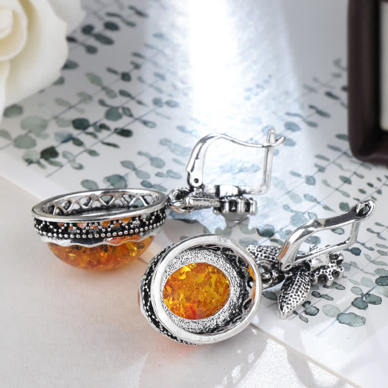 Retro Flower Earrings with Amber – Nora-State of Style
