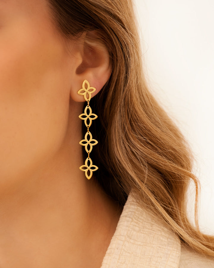 RETRO FLOWER HOOP EARRINGS - Limited Edition-Gold-plated-State of Style