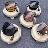 Retro Folding Designer Sunglasses – Compact & Stylish Eyewear-Black Grey-State of Style