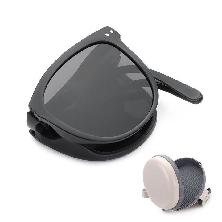 Retro Folding Designer Sunglasses – Compact & Stylish Eyewear-Black Grey-State of Style