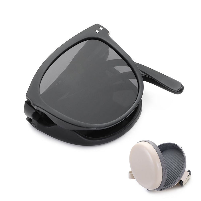 Retro Folding Designer Sunglasses – Compact & Stylish Eyewear-Black Grey-State of Style