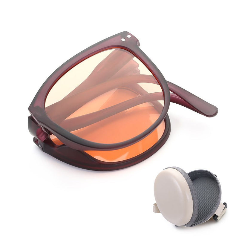 Retro Folding Designer Sunglasses – Compact & Stylish Eyewear-Grey Pink-State of Style