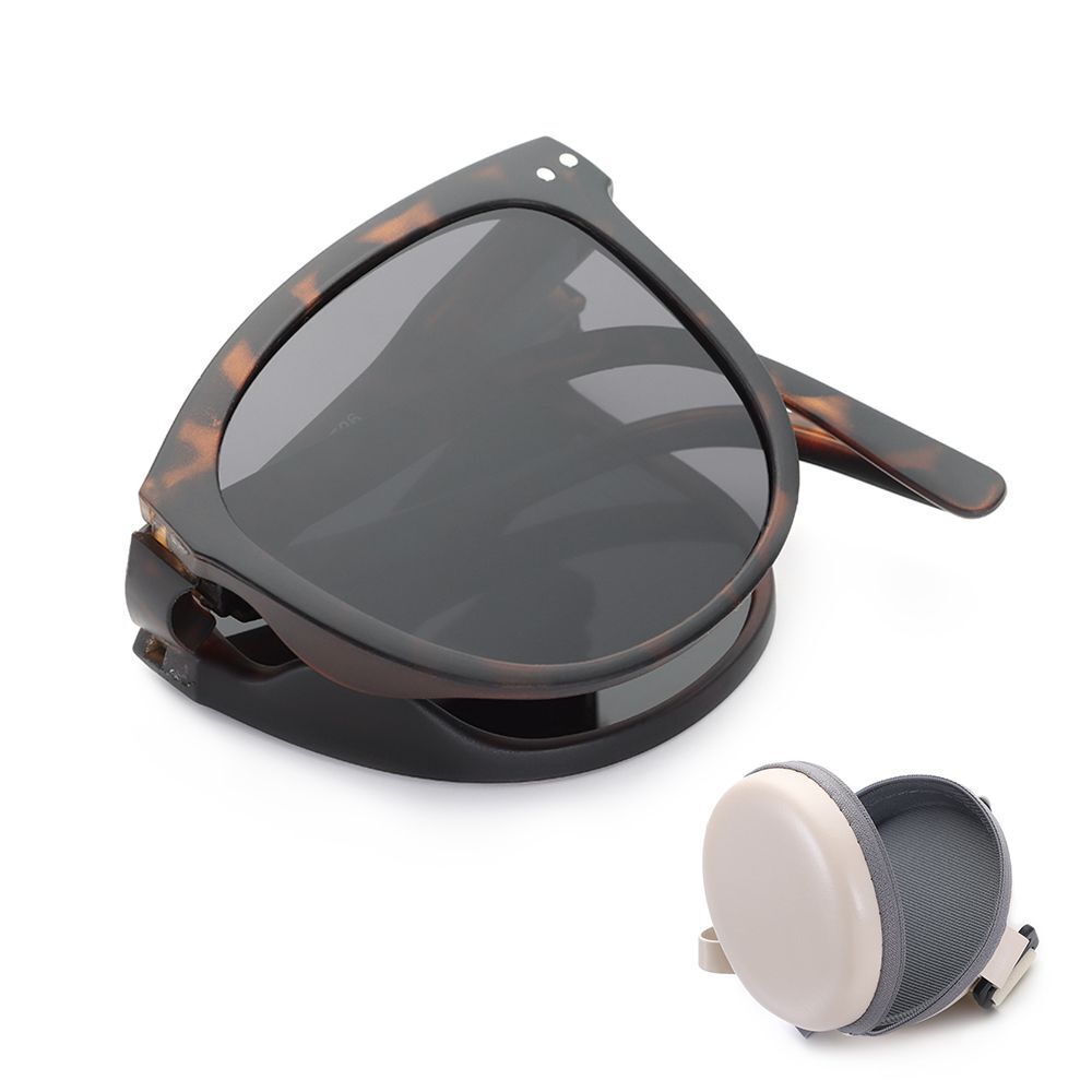 Retro Folding Designer Sunglasses – Compact & Stylish Eyewear-Leopard Grey-State of Style