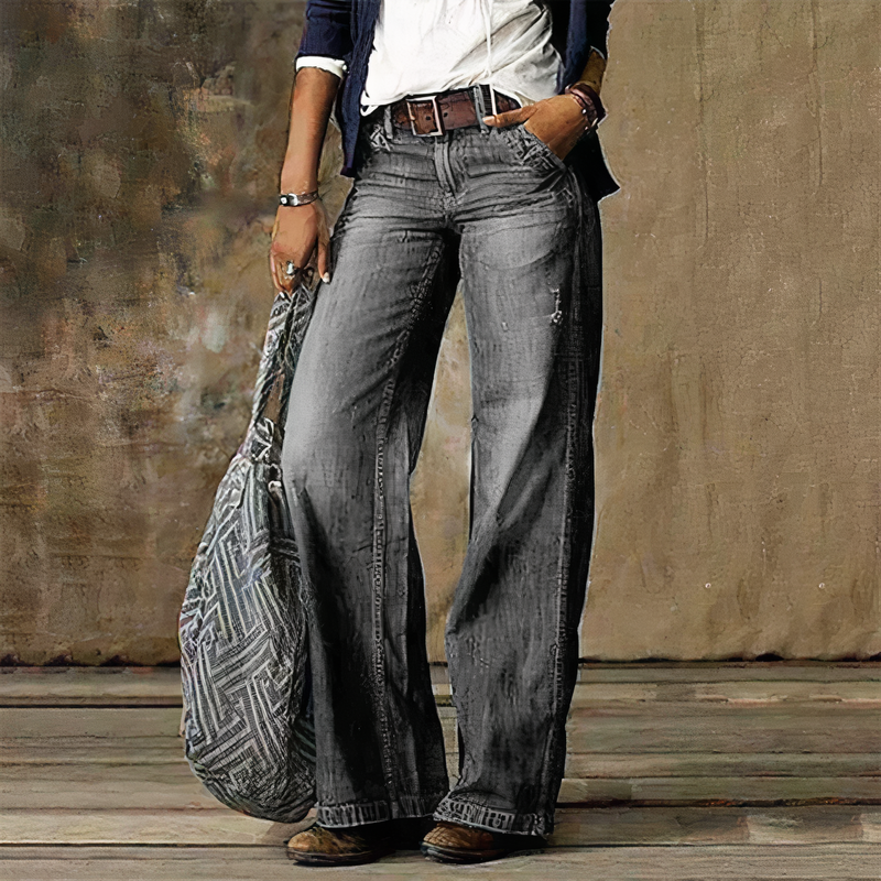 Retro High-Waist Women’s Denim Jeans - Emma-Light Grey-XS-State of Style