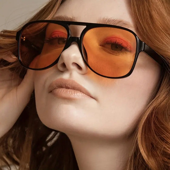 Retro Large Frame Sunglasses – Vintage Oversized Shades-Black Champagne-State of Style
