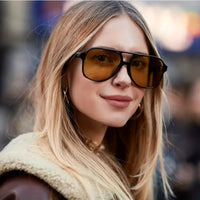 Retro Large Frame Sunglasses – Vintage Oversized Shades-Black Champagne-State of Style