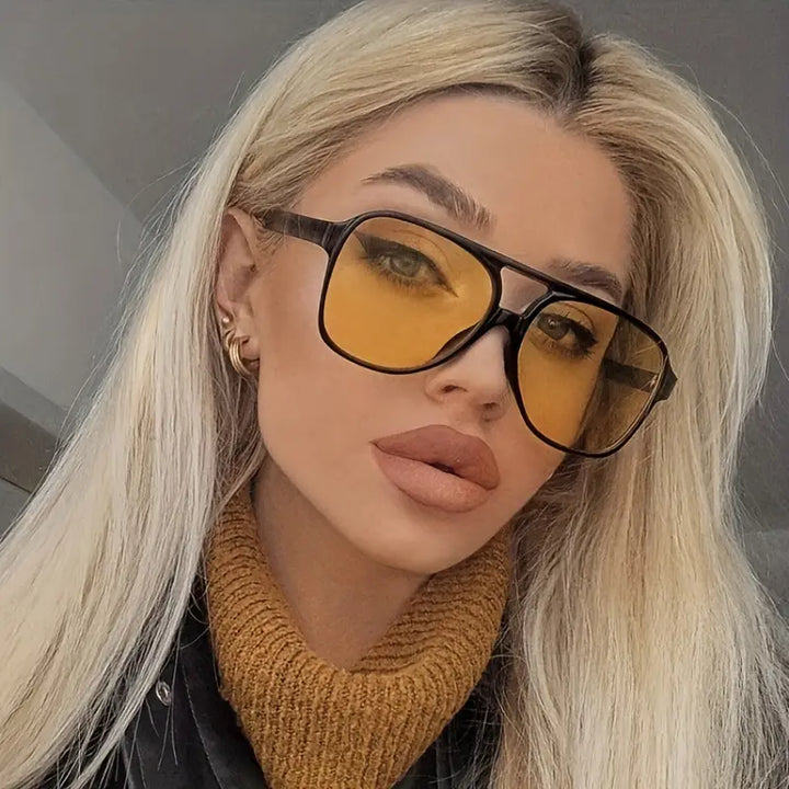 Retro Large Frame Sunglasses – Vintage Oversized Shades-Black Champagne-State of Style