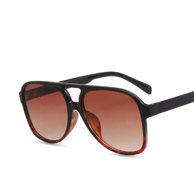 Retro Large Frame Sunglasses – Vintage Oversized Shades-Black Leopard Gradient Tea-State of Style