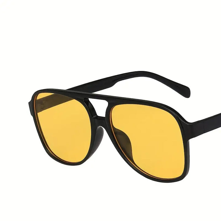 Retro Large Frame Sunglasses – Vintage Oversized Shades-Black Yellow-State of Style