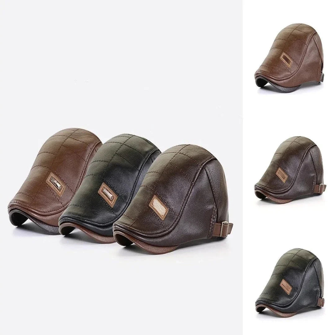 Retro Men's Leather Beret - HeritageCap-Black-State of Style