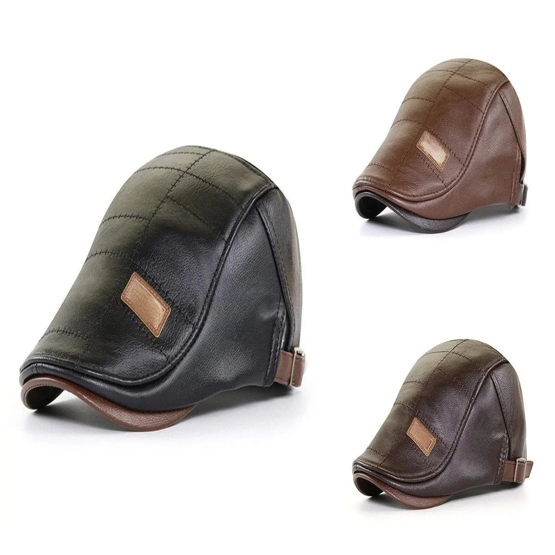 Retro Men's Leather Beret - HeritageCap-Black-State of Style
