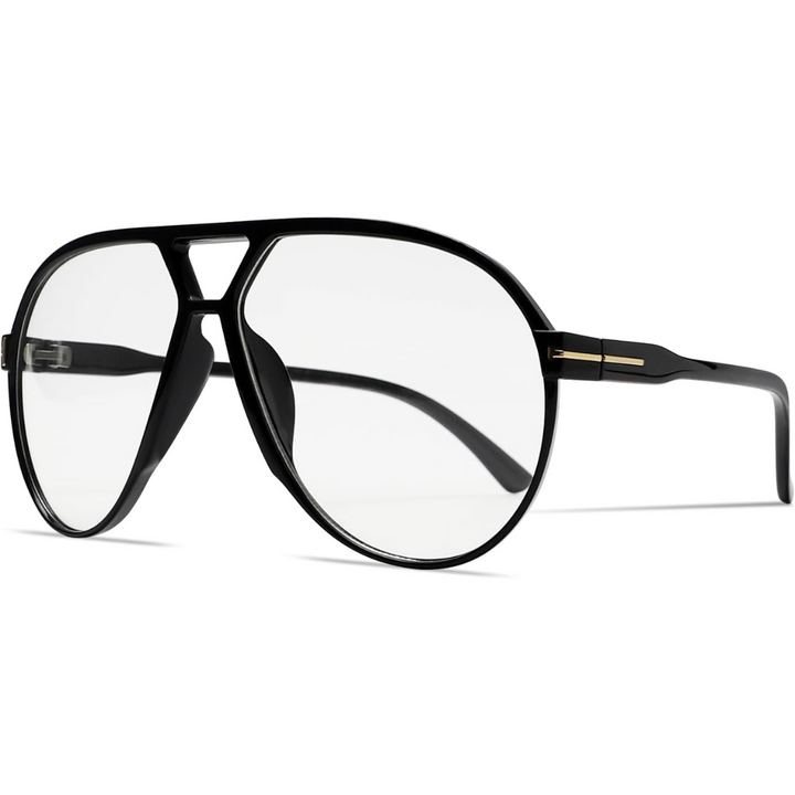 Retro Oversized Aviator Sunglasses - Amara-Black-clear-State of Style