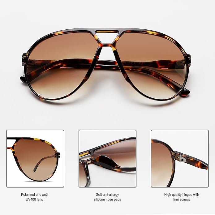 Retro Oversized Aviator Sunglasses - Amara-Black-clear-State of Style