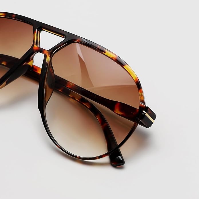 Retro Oversized Aviator Sunglasses - Amara-Black-clear-State of Style
