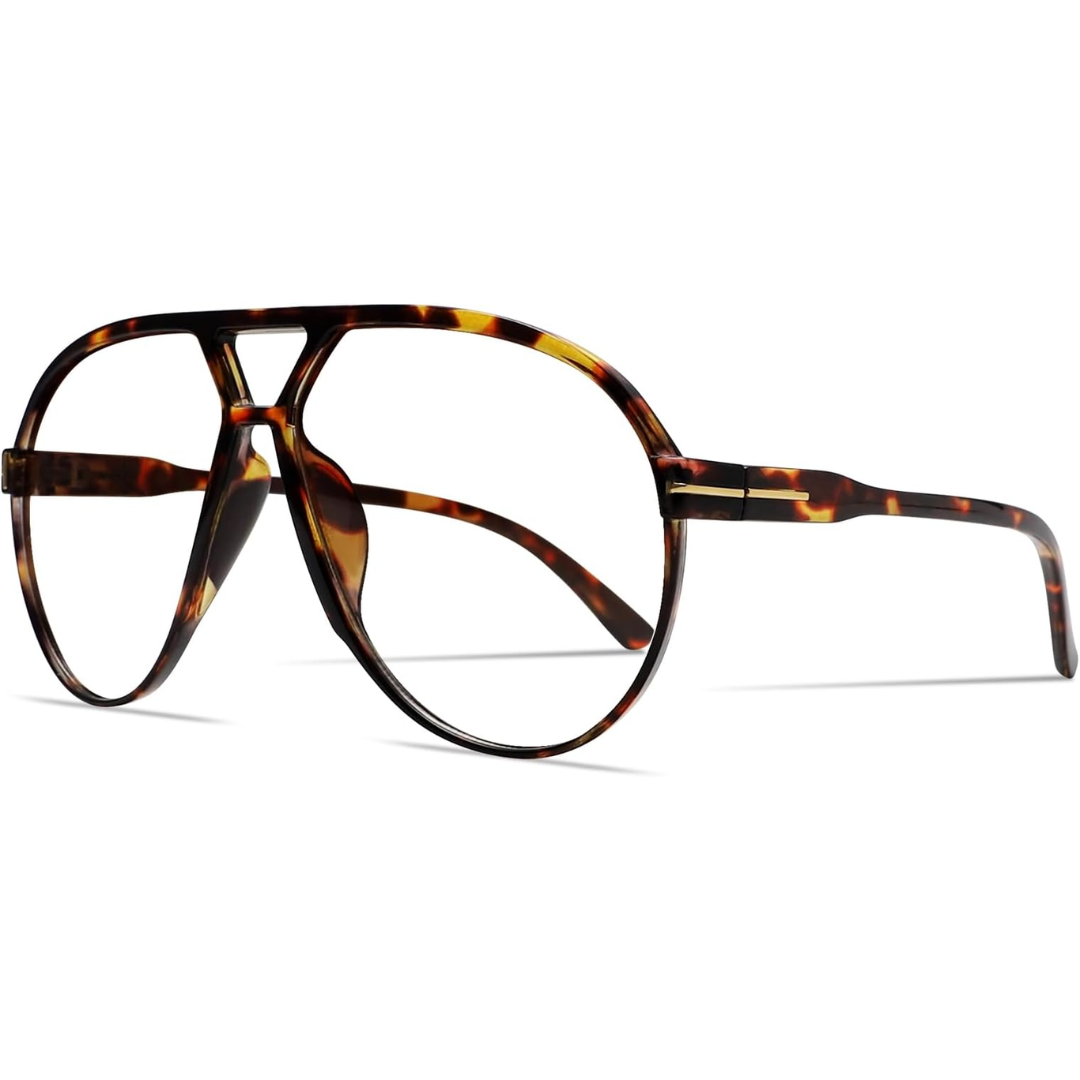 Retro Oversized Aviator Sunglasses - Amara-Turtle-Clear-State of Style