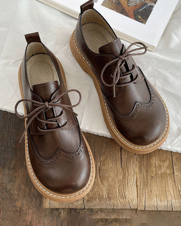 Retro Oxford Shoes for Women – Isadora-Dark brown-4.5-State of Style